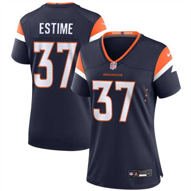 Womens Denver Broncos #37 Audric Estime Navy 2024 Alternate Football Stitched Jersey Dzhi